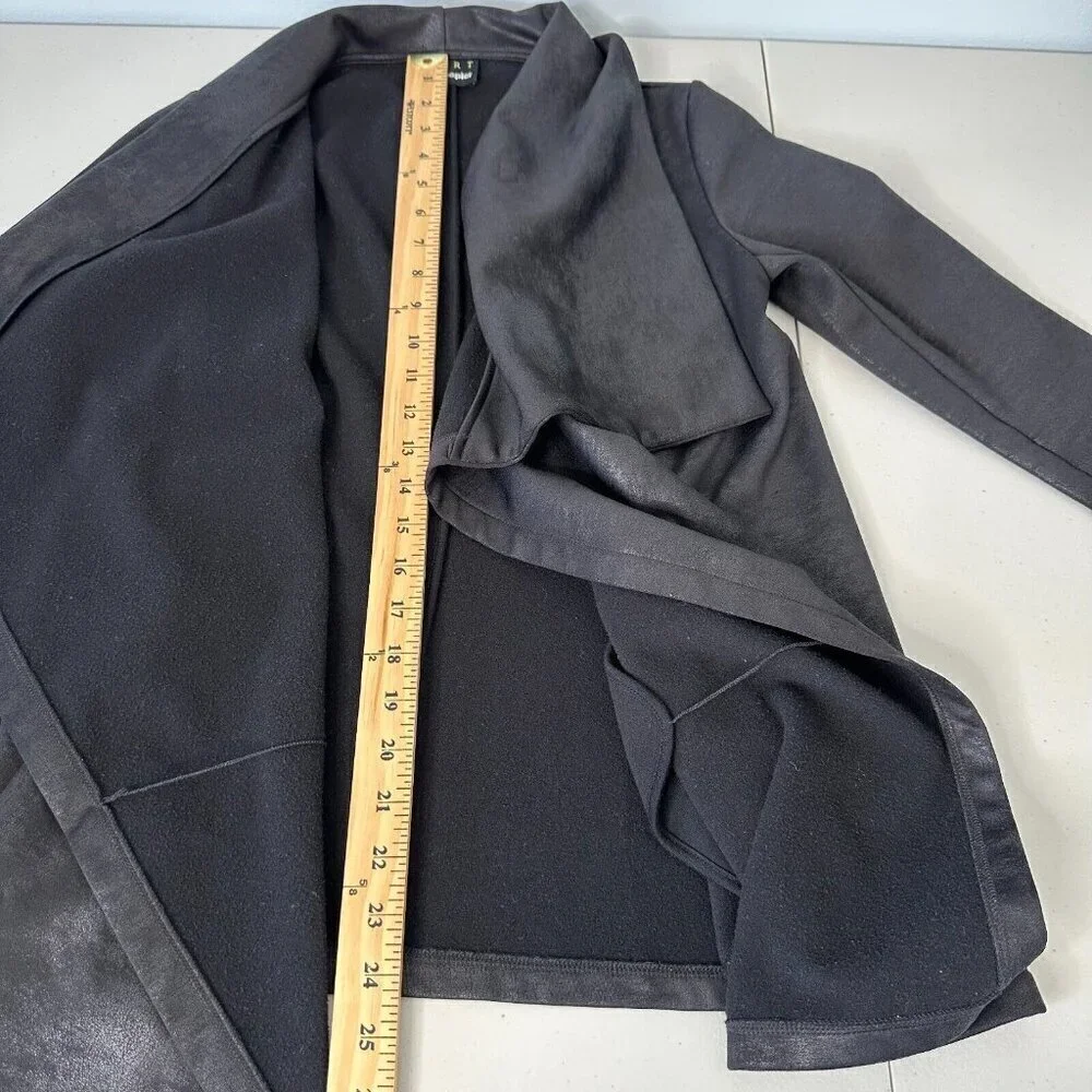 The Kooples Black Drape Jacket Size XS Open Front Faux Suede‎